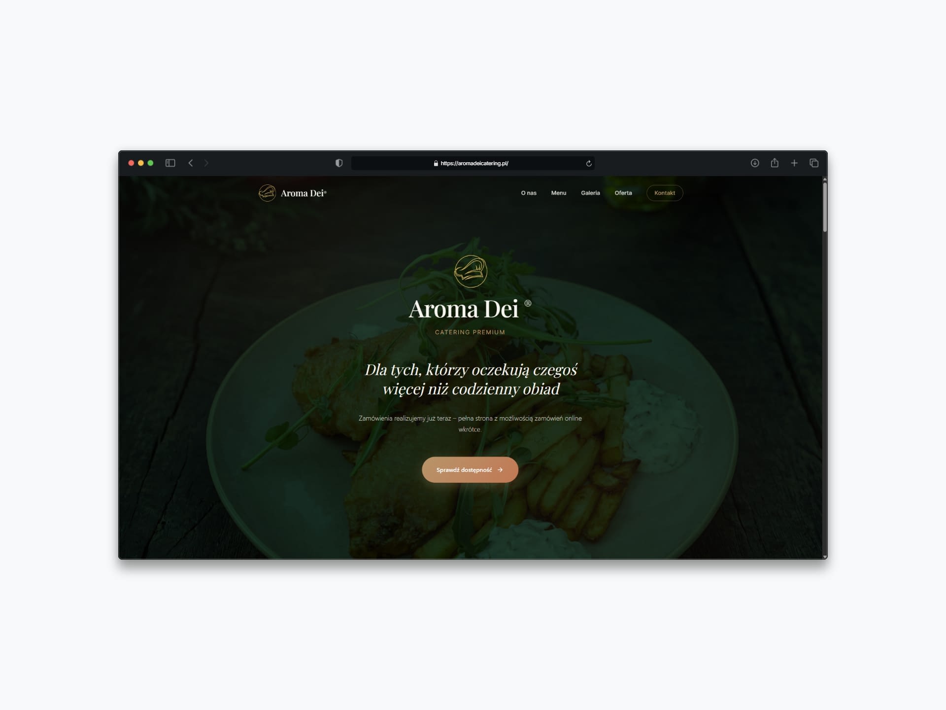 Aroma Dei Catering website screenshot on desktop browser