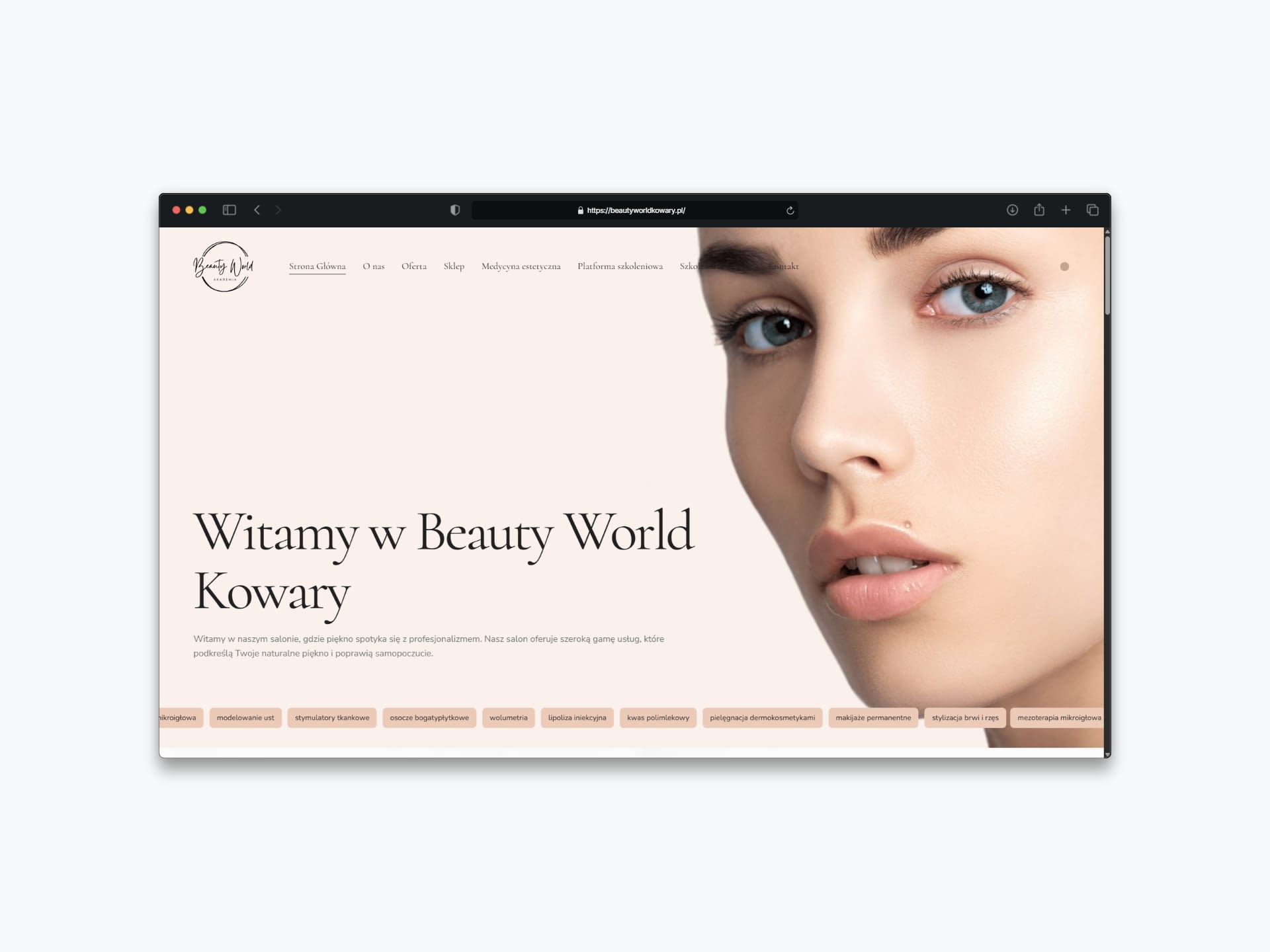 Beauty World Kowary beauty salon website screenshot