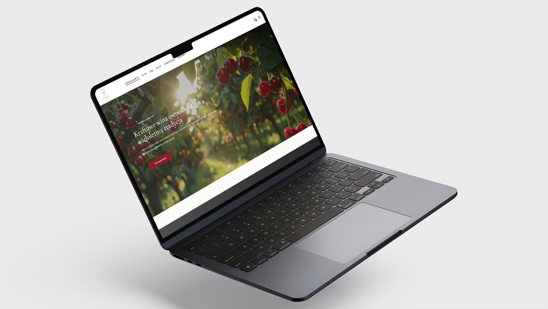 Winnica Lubelska website screenshot on laptop